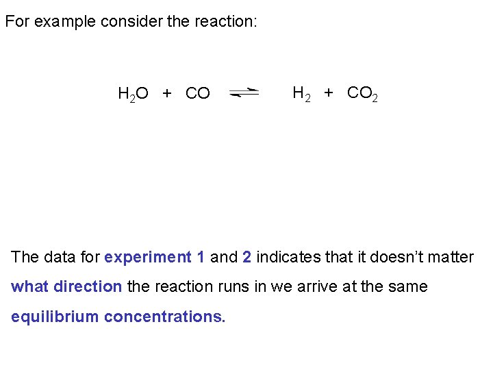 For example consider the reaction: H 2 O + CO H 2 + CO