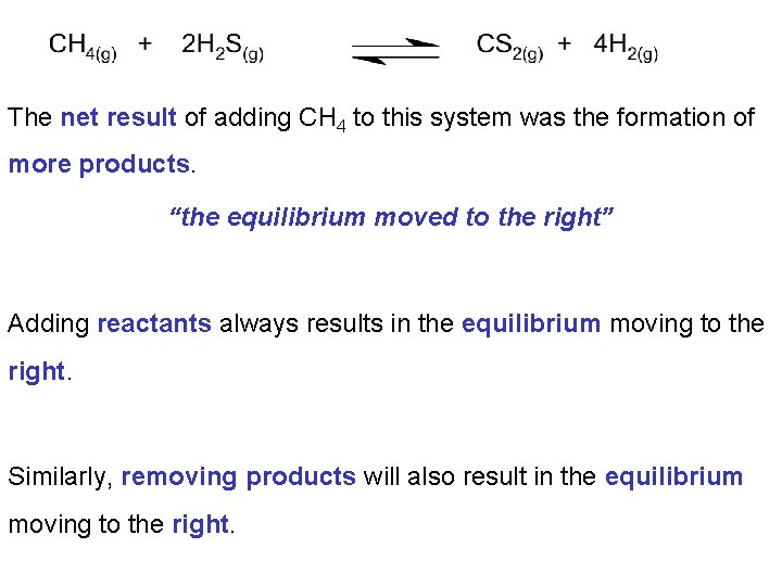 The net result of adding CH 4 to this system was the formation of