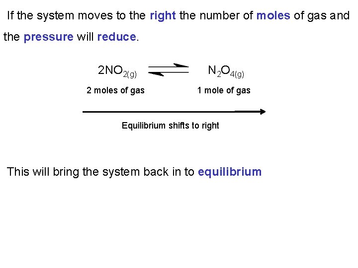 If the system moves to the right the number of moles of gas and