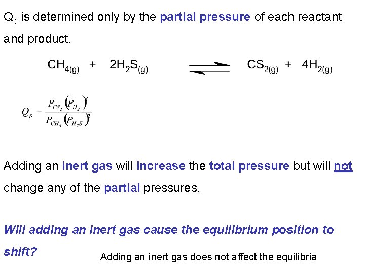 Qp is determined only by the partial pressure of each reactant and product. Adding