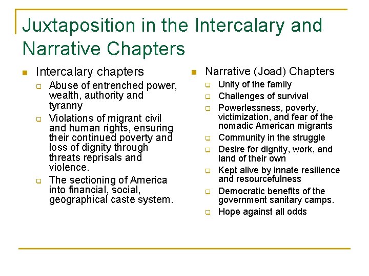 Example Intercalcary Chapter What do you know about the great depression