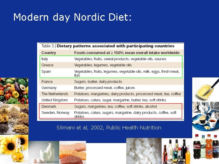 Modern day Nordic Diet: Slimani et al, 2002, Public Health Nutrition 