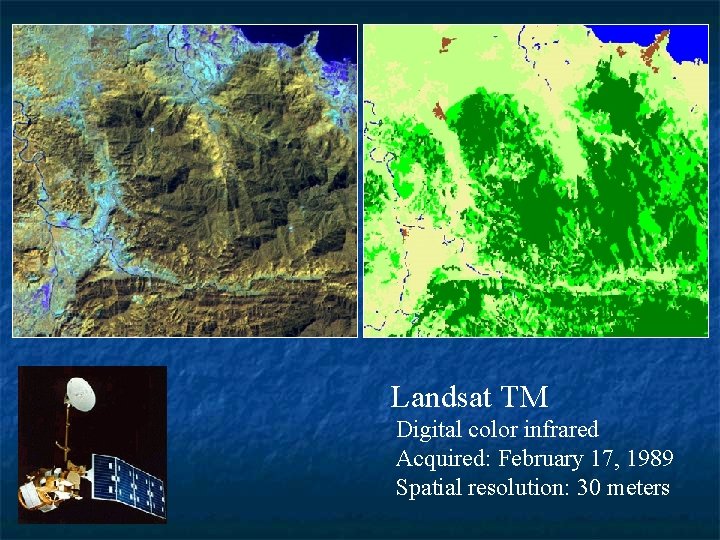 Landsat TM Digital color infrared Acquired: February 17, 1989 Spatial resolution: 30 meters 