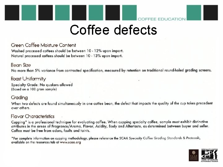 Coffee defects 