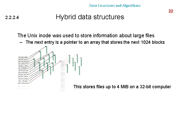 Data Structures and Algorithms 2. 2. 2. 4 Hybrid data structures 22 The Unix