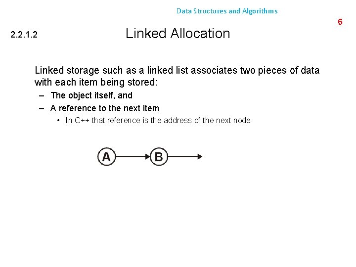 Data Structures and Algorithms 2. 2. 1. 2 Linked Allocation Linked storage such as