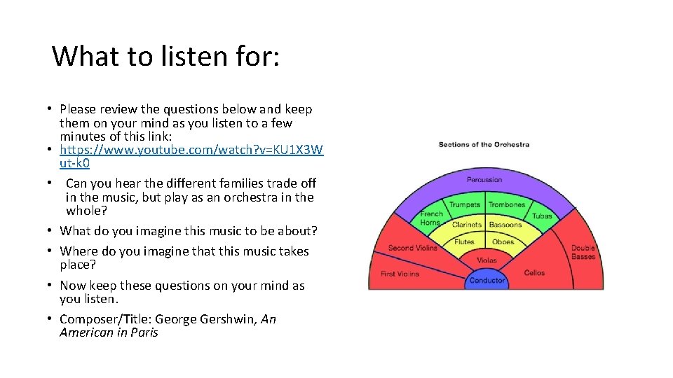 What to listen for: • Please review the questions below and keep them on