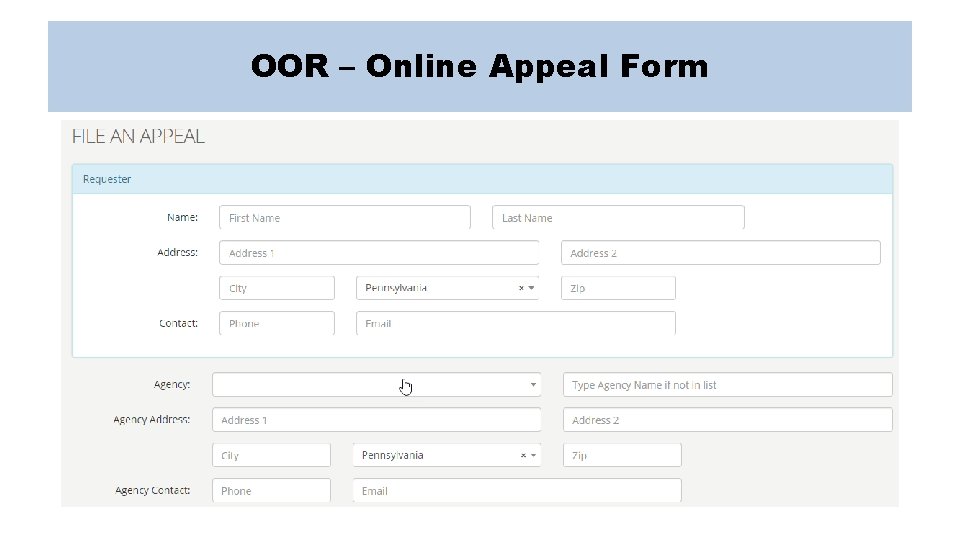 OOR – Online Appeal Form 
