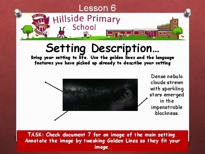 Lesson 6 Setting Description… Bring your setting to life. Use the golden lines and Lesson 6 Setting Description… Bring your setting to life. Use the golden lines and