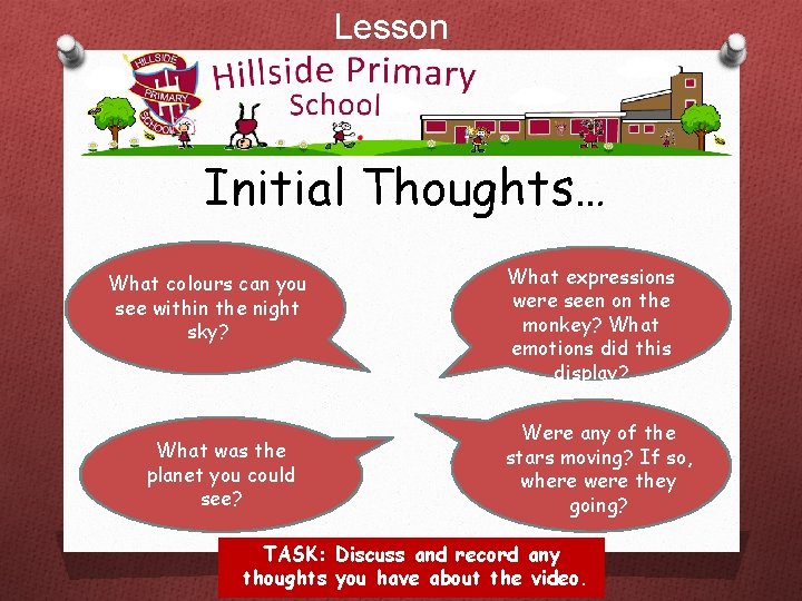 Lesson 1 Initial Thoughts… What colours can you see within the night sky? What Lesson 1 Initial Thoughts… What colours can you see within the night sky? What