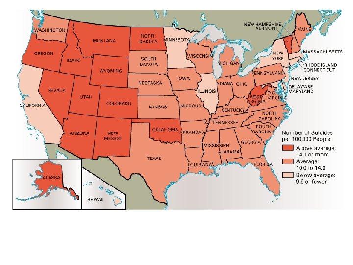 Suicide Rates Across the U. S. Does this map support of refute Durkheim’s theory?