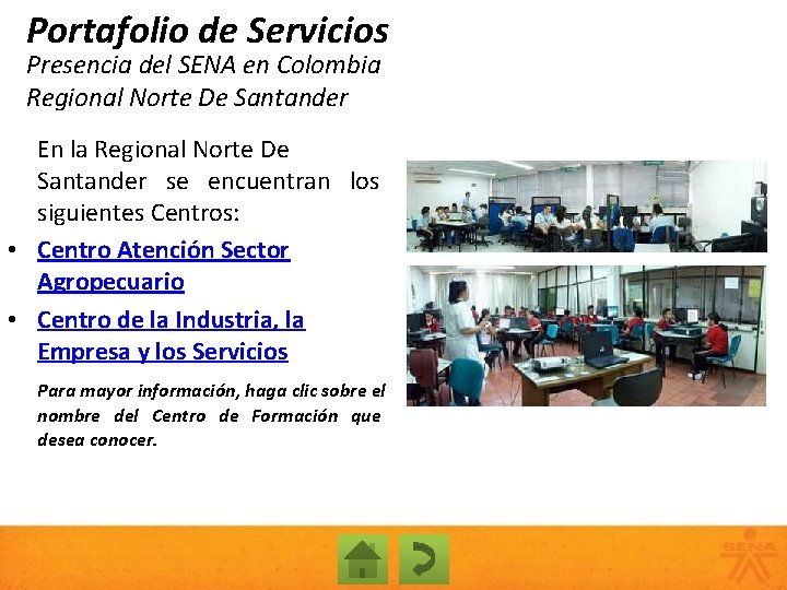 Portafolio de Servicios Presencia del SENA en Colombia Regional Norte De Santander En la
