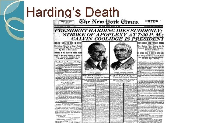 Harding’s Death 