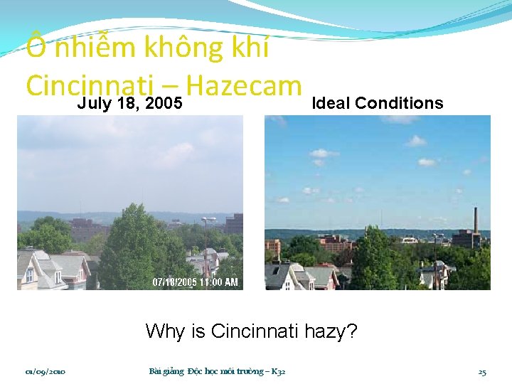 Ô nhiễm không khí Cincinnati – Hazecam July 18, 2005 Ideal Conditions Why is