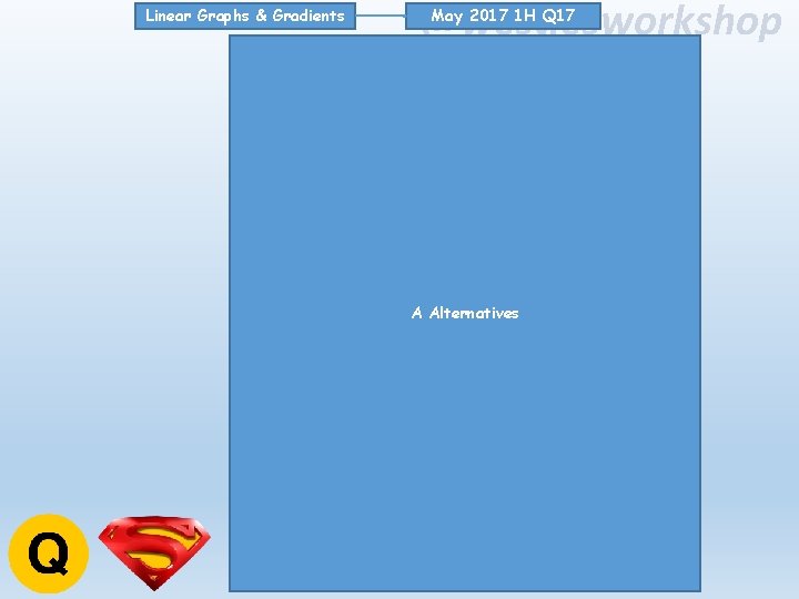 Linear Graphs & Gradients @westiesworkshop May 2017 1 H Q 17 A Alternatives 