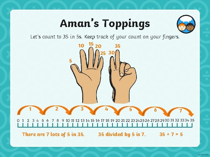 Aman’s Toppings Let’s count to 35 in 5 s. Keep track of your count