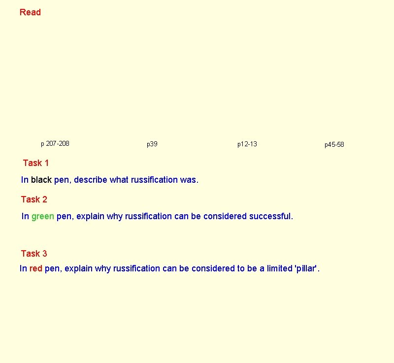 Read p 207 -208 p 39 p 12 -13 Task 1 In black pen,