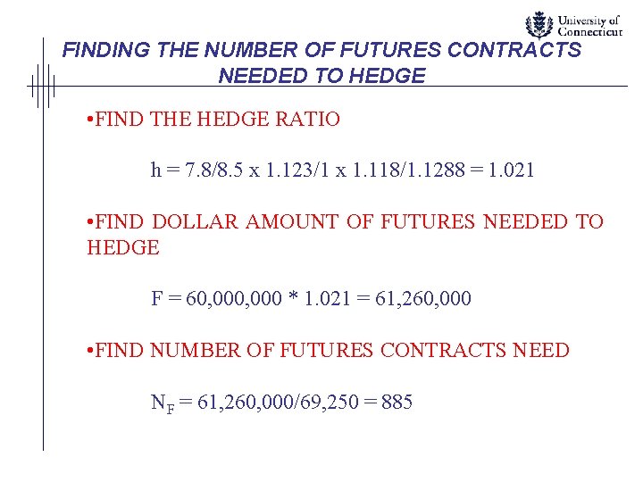 FINDING THE NUMBER OF FUTURES CONTRACTS NEEDED TO HEDGE • FIND THE HEDGE RATIO