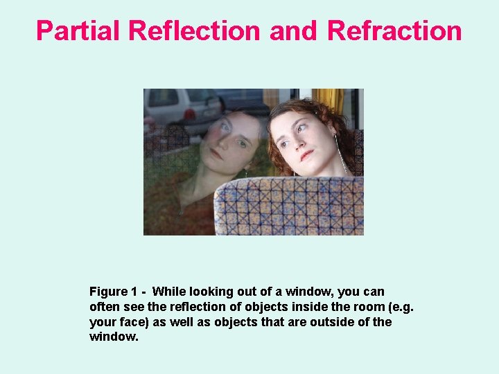 Partial Reflection and Refraction Figure 1 - While looking out of a window, you