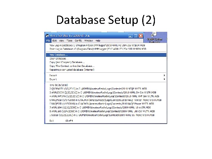 Database Setup (2) 