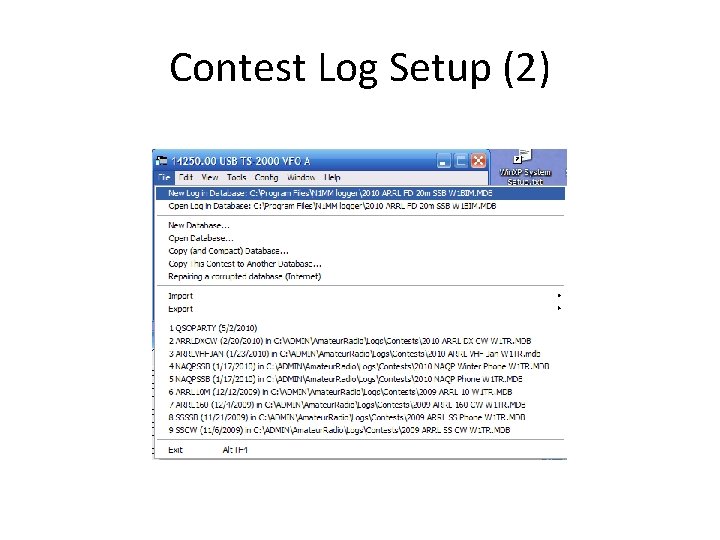 Contest Log Setup (2) 