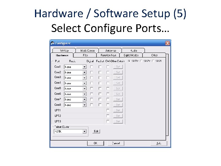 Hardware / Software Setup (5) Select Configure Ports… 
