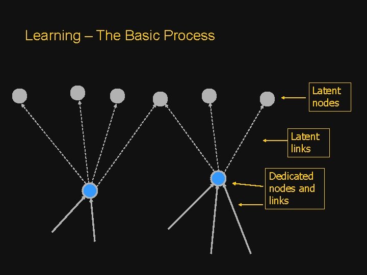 Learning – The Basic Process Latent nodes Latent links Dedicated nodes and links 