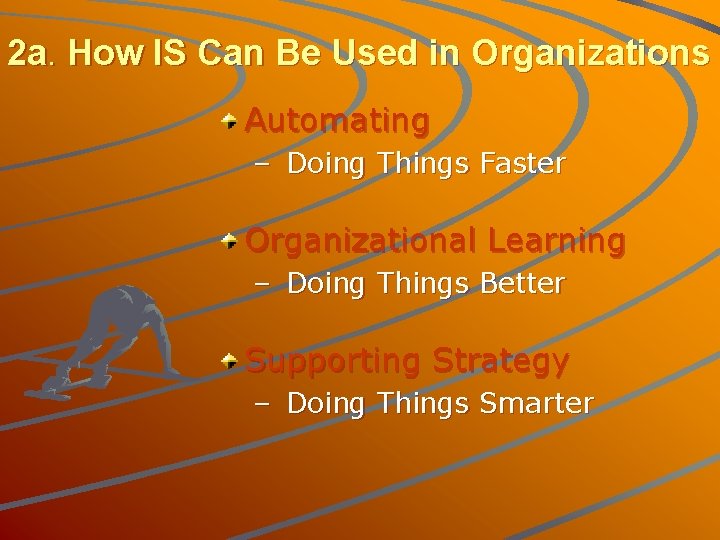2 a. How IS Can Be Used in Organizations Automating – Doing Things Faster
