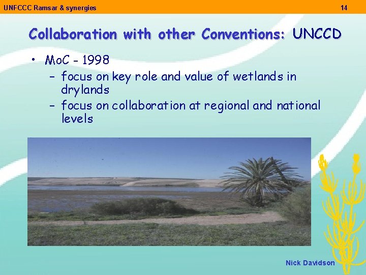 UNFCCC Ramsar & synergies 14 Collaboration with other Conventions: UNCCD • Mo. C -