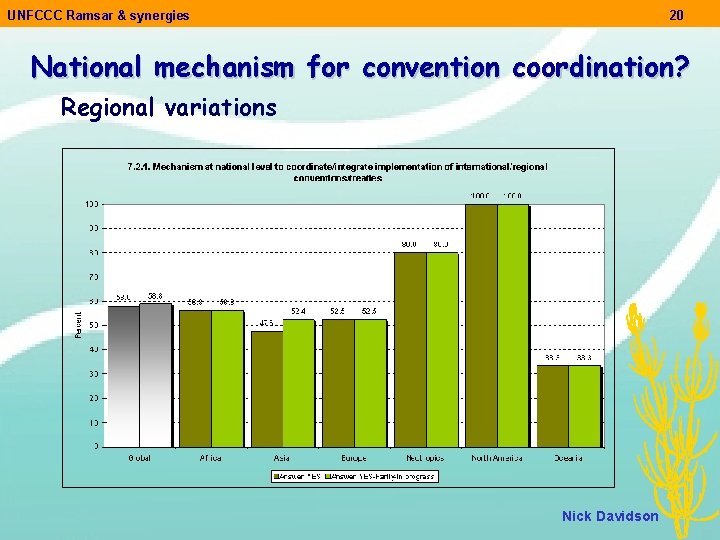 UNFCCC Ramsar & synergies 20 National mechanism for convention coordination? Regional variations Nick Davidson