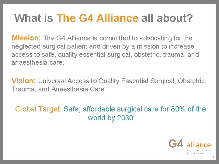 What is The G 4 Alliance all about? Mission: The G 4 Alliance is