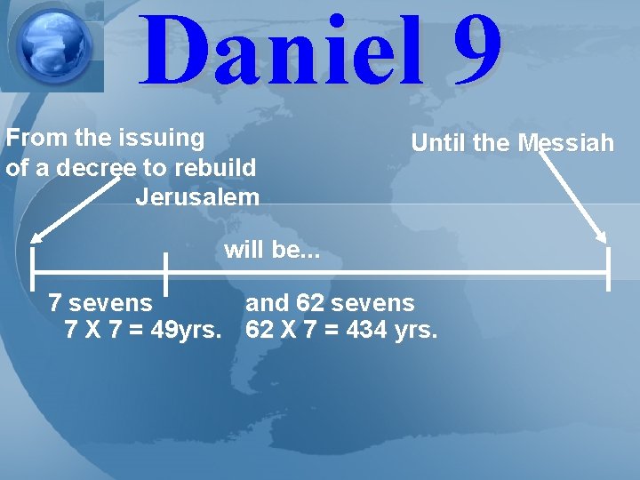 Daniel 9 From the issuing of a decree to rebuild Jerusalem Until the Messiah