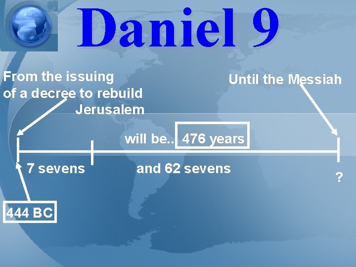 Daniel 9 From the issuing of a decree to rebuild Jerusalem Until the Messiah