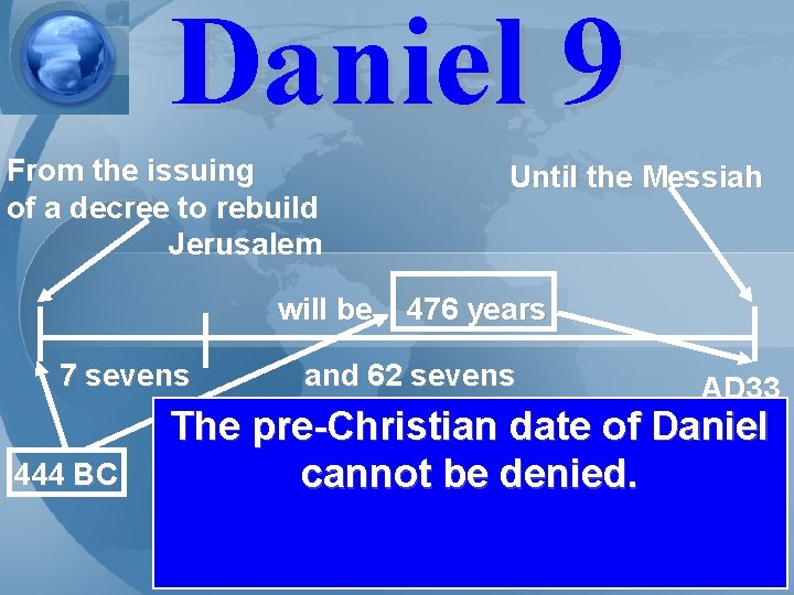 Daniel 9 From the issuing of a decree to rebuild Jerusalem Until the Messiah