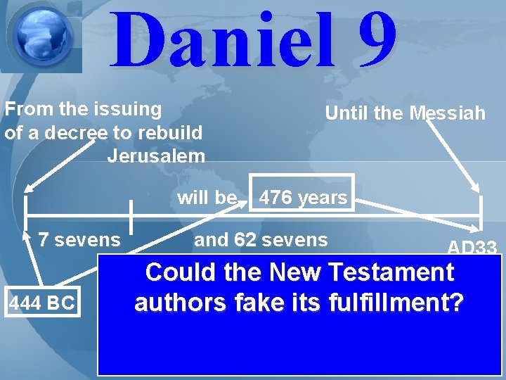 Daniel 9 From the issuing of a decree to rebuild Jerusalem Until the Messiah