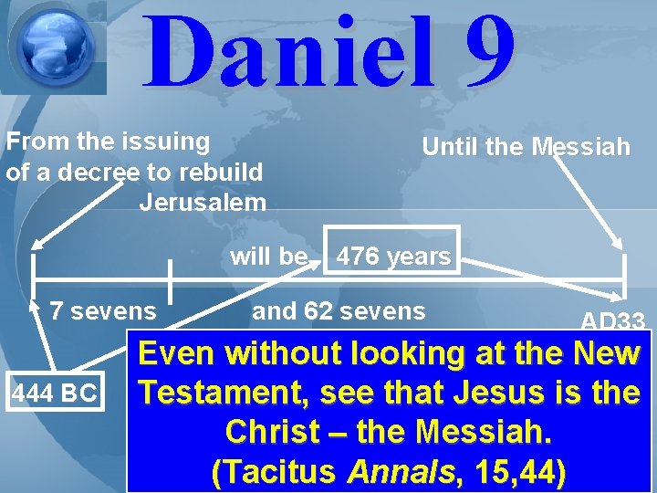 Daniel 9 From the issuing of a decree to rebuild Jerusalem Until the Messiah