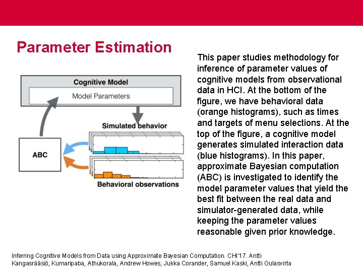 Parameter Estimation This paper studies methodology for inference of parameter values of cognitive models