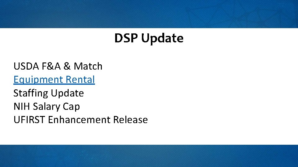 DSP Update USDA FA Match Equipment Rental Staffing