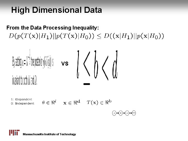 High Dimensional Data From the Data Processing Inequality: VS Massachusetts Institute of Technology 