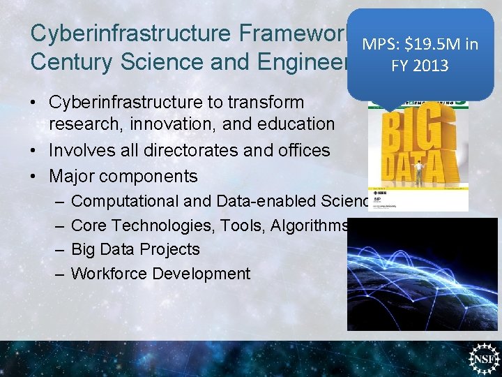 st Cyberinfrastructure Framework MPS: for 21 $19. 5 M in Century Science and Engineering