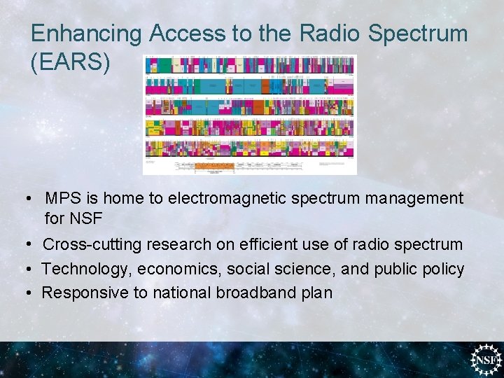 Enhancing Access to the Radio Spectrum (EARS) • MPS is home to electromagnetic spectrum