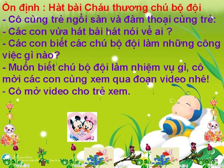 Ổn định : Hàt bài Cháu thương chú bộ đội - Cô cùng trẻ