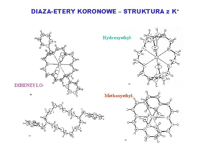 DIAZA-ETERY KORONOWE – STRUKTURA z K+ Hydroxyethyl- DIBENZYLOMethoxyethyl- 