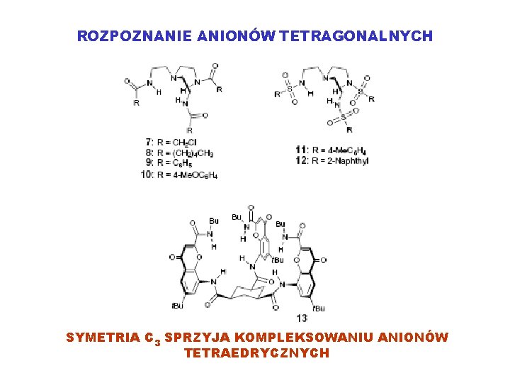 ROZPOZNANIE ANIONÓW TETRAGONALNYCH SYMETRIA C 3 SPRZYJA KOMPLEKSOWANIU ANIONÓW TETRAEDRYCZNYCH 