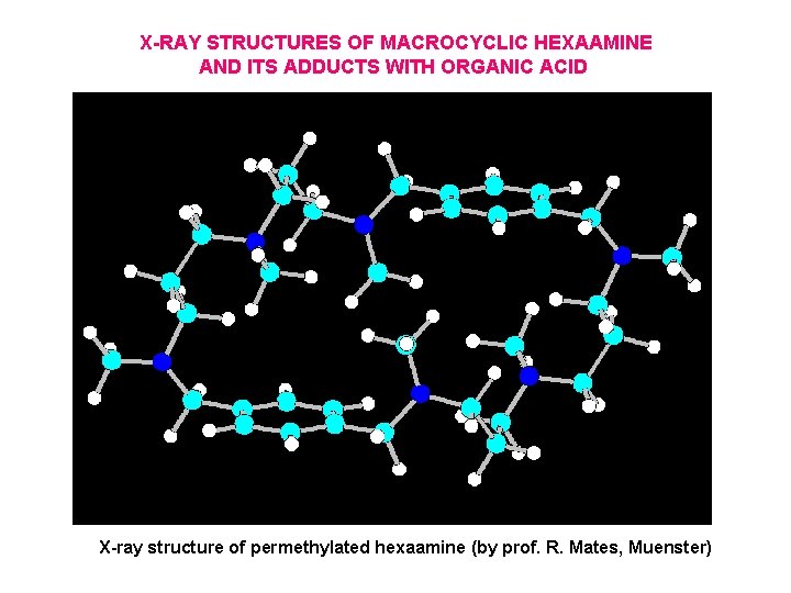 X-RAY STRUCTURES OF MACROCYCLIC HEXAAMINE AND ITS ADDUCTS WITH ORGANIC ACID X-ray structure of