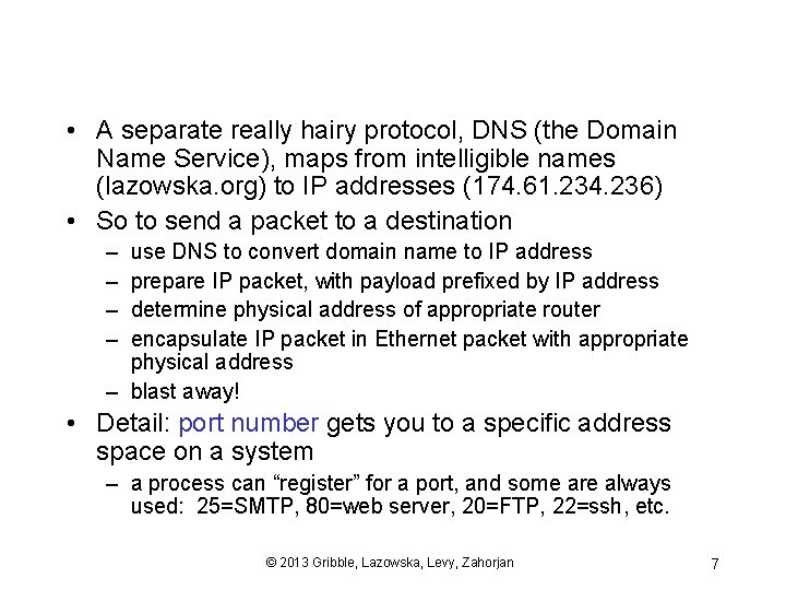  • A separate really hairy protocol, DNS (the Domain Name Service), maps from