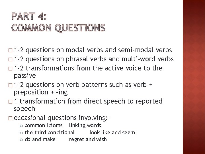 � 1 -2 questions on modal verbs and semi-modal verbs � 1 -2 questions
