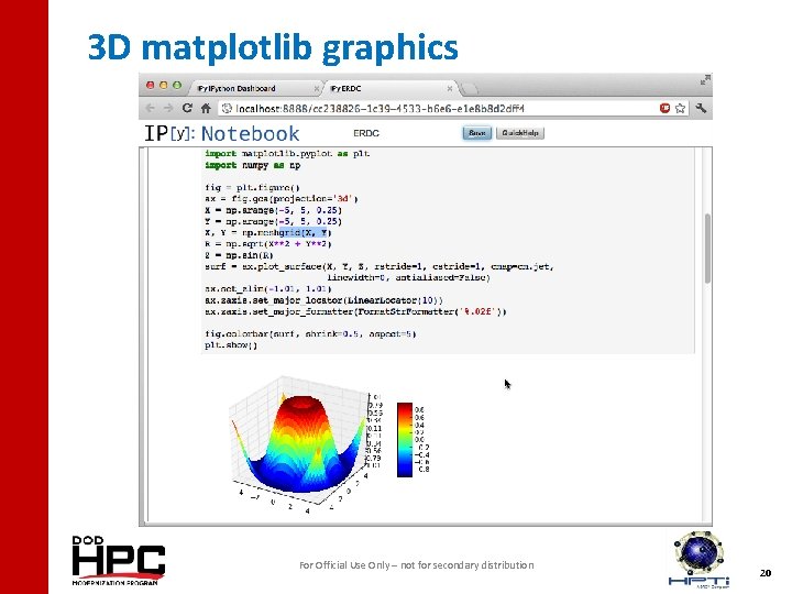 3 D matplotlib graphics For Official Use Only – not for secondary distribution 20