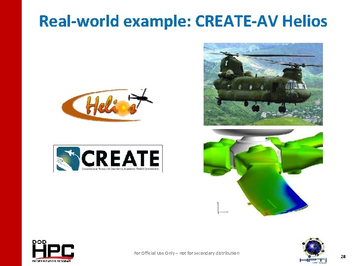 Real-world example: CREATE-AV Helios For Official Use Only – not for secondary distribution 28