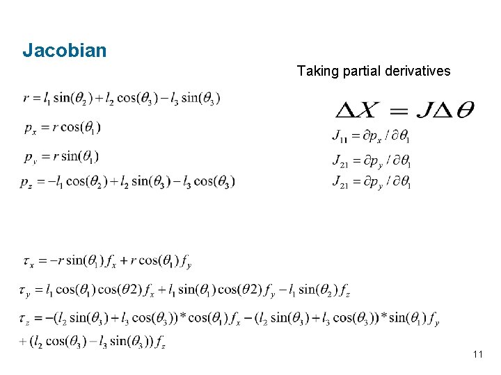 Jacobian Taking partial derivatives 11 